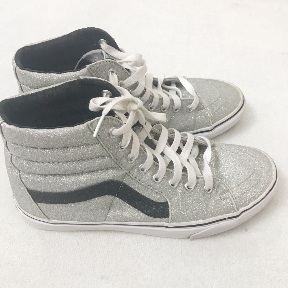 Vans unisex Sk8-Hi Silver Glitter sneakers shoes - Picture 5 of 8